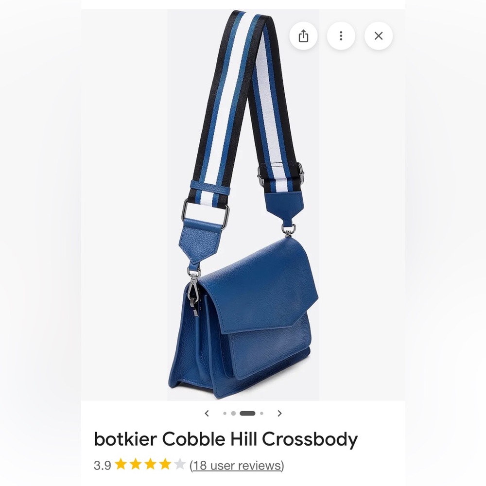 Botkier Blue Crossbody Bag with Striped Strap - Picture 9 of 10